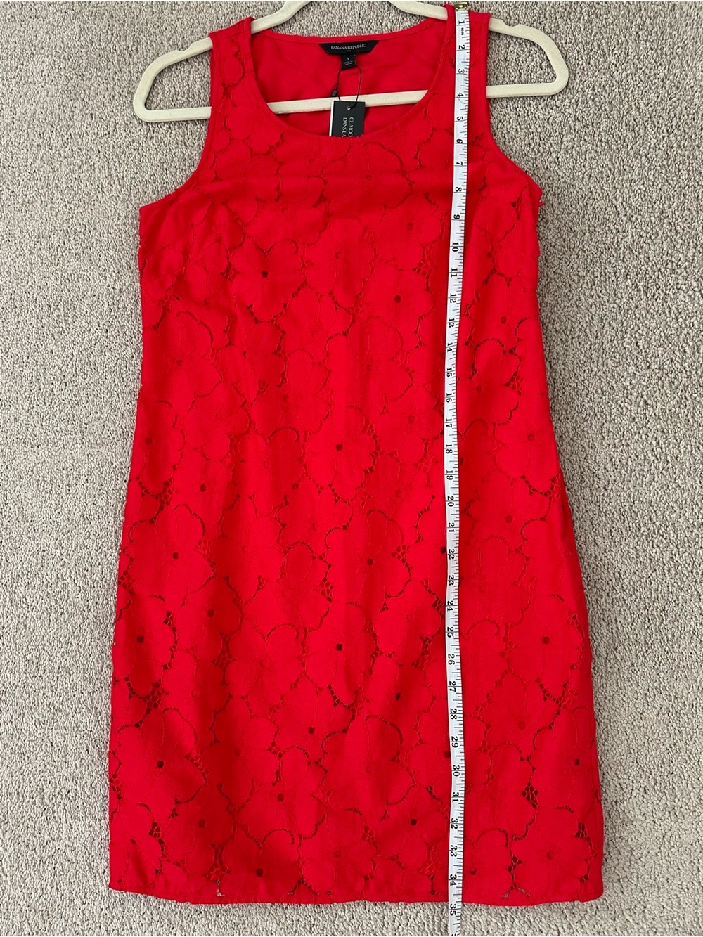 Banana Republic Vibrant Red Floral Lace Sleeveless Shift Dress - Americana - Picture 15 of 17